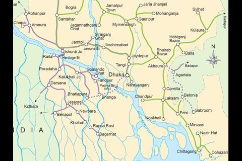 Map of the Padma Rail Link project.